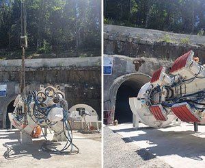 Le tunnelier Gaïa du chantier de construction de la centrale hydroélectrique CNR de la Sarenne (Isère) est baptisé