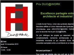 Prix Duo@Work : appel à projets d'architectes et d'industriels