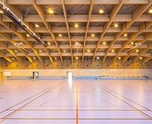 Un complexe sportif urbain aux courbes en bois inédites