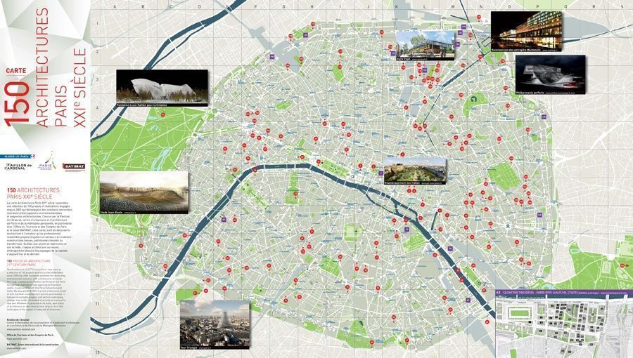 L'architecture parisienne du XXIe siècle sur une carte