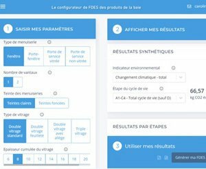Accédez aux FDES collectives et générez des FDES adaptées à chaque chantier depuis le configurateur de-baie.fr