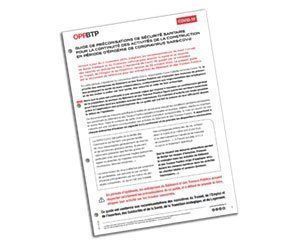 Nouvelle mise à jour du guide Covid-19 de préconisations de sécurité sanitaire de l'OPPBTP