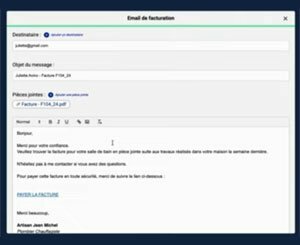 Personnalisation de vos mails d'envoi de factures sur Artizen