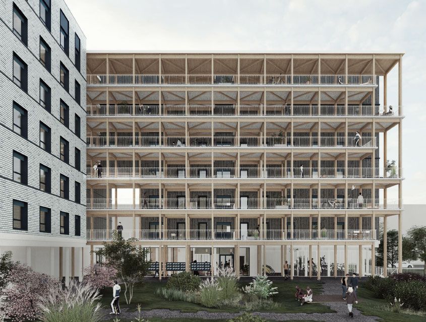 Premier bâtiment de logements étudiants en bois du Campus de Paris-Saclay