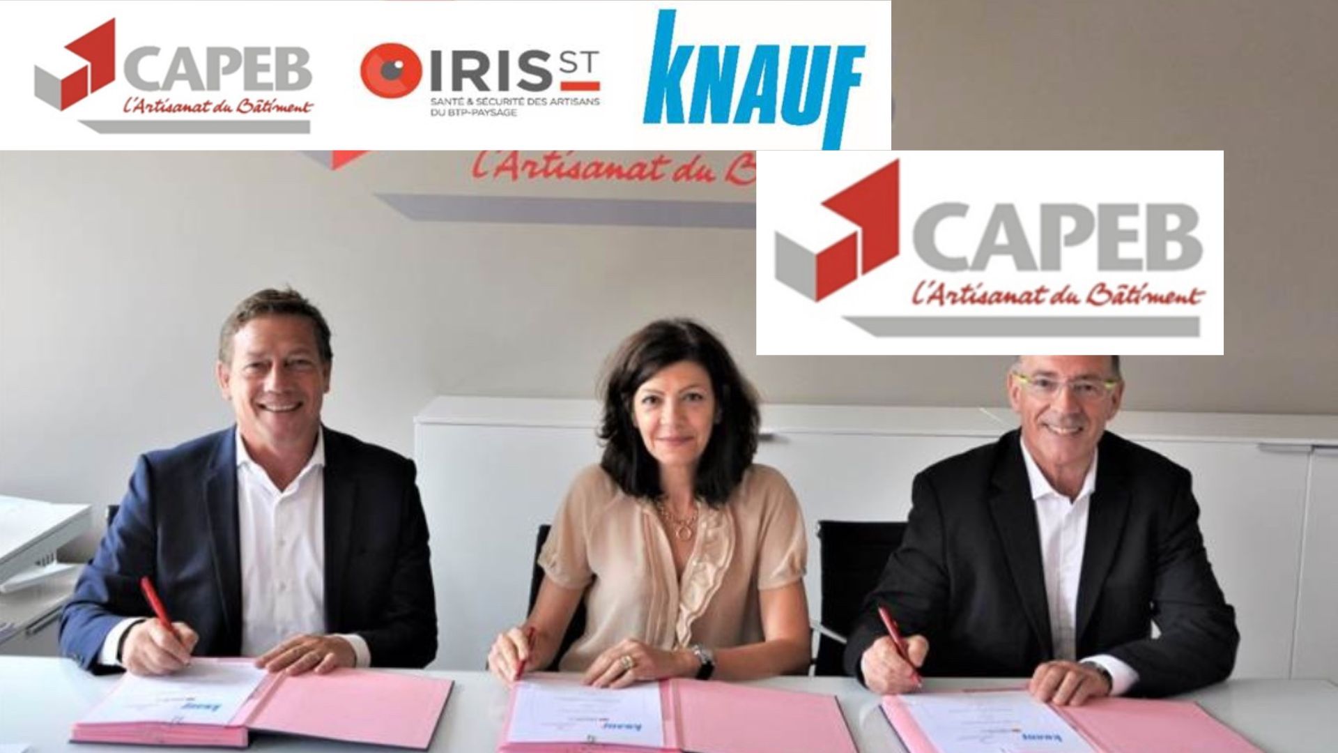 La CAPEB, IRIS-ST et KNAUF renouvellent leur partenariat afin d’accélérer la rénovation énergétique et sensibiliser les professionnels du bâtiment aux risques sur les chantiers