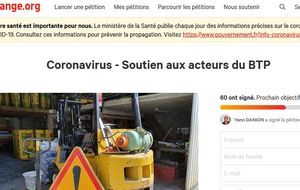 Une pétition lancée pour l'arrêt temporaire des chantiers de BTP