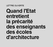 Lettre ouverte: quand l'Etat entretient la précarité des enseignants contractuels et vacataires des écoles d'architecture