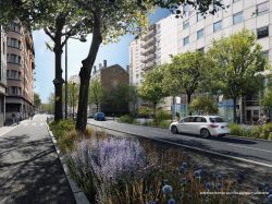 A Lyon, une trémie comblée pour créer une avenue végétalisée