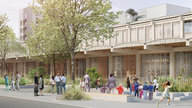 A Confluence, dans la halle du marché, école et crèche signées Vurpas