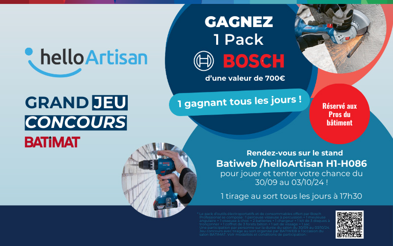 helloartisan bosch vous font gagner un pack de 700 eur chaque jour durant batimat